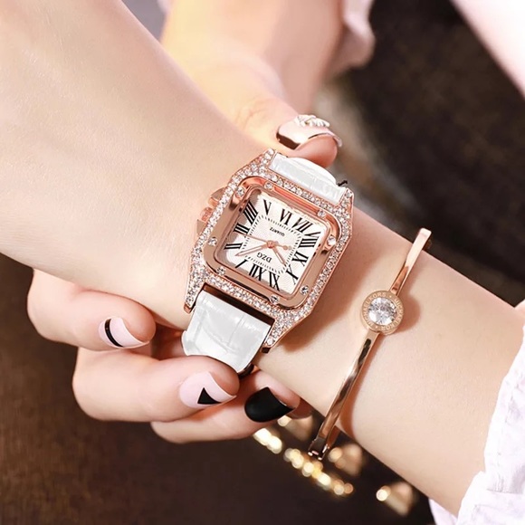Women Square Rhinestone Casual/Business Starry Quartz Watch main image 2
